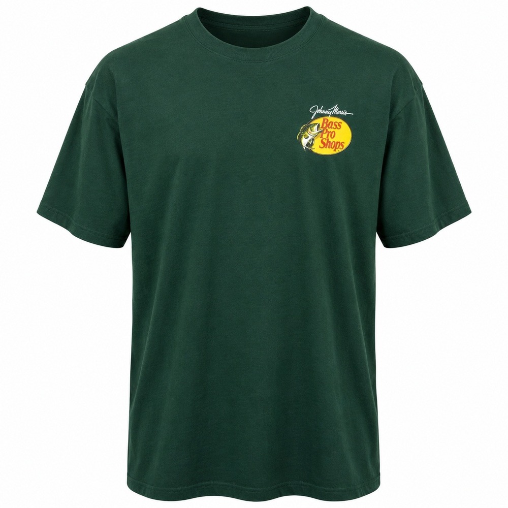 Bass‎ Pro Shops Johnny Morris Mens XL Forest Green Graphic T-Shirt Cotton Tee